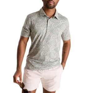 Chubbies Men's Pale Green Abstract Screen Saver Performance Polo Shirt Size S